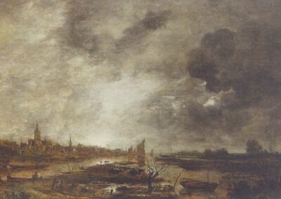aert van der neer-a-moonlit-river-landscape